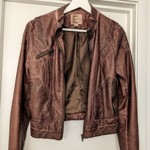 Size S leather brown jacket